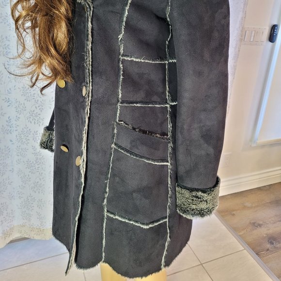NWOT VENUS sz 12 womens faux Suede Fur Long Winter Coat - Picture 3 of 9